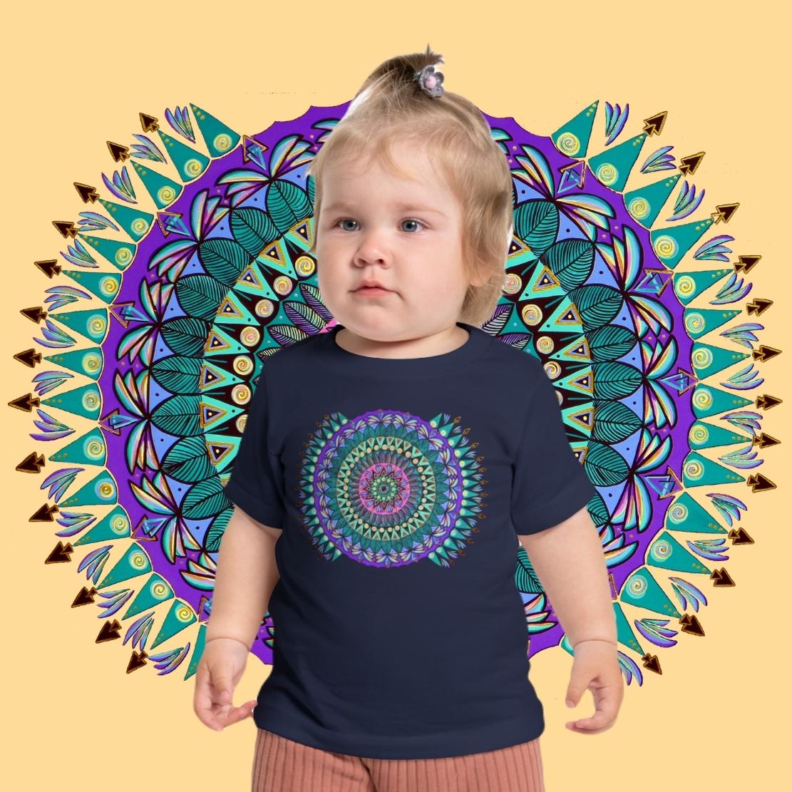 "Mandaladiosa" Baby Tee - Blue Flame Array Kids clothes