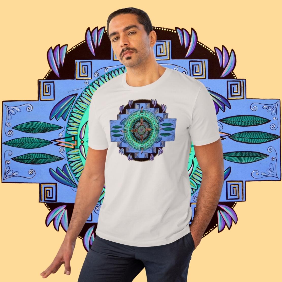 "Plumachakana" Lords & Ladies Organic TriniTee - Blue Flame Array T-Shirt