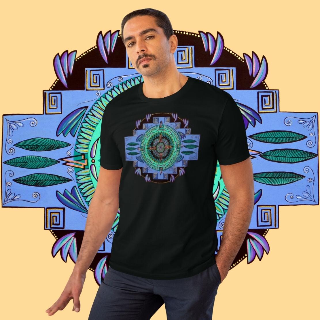 "Plumachakana" Lords & Ladies Organic TriniTee - Blue Flame Array T-Shirt