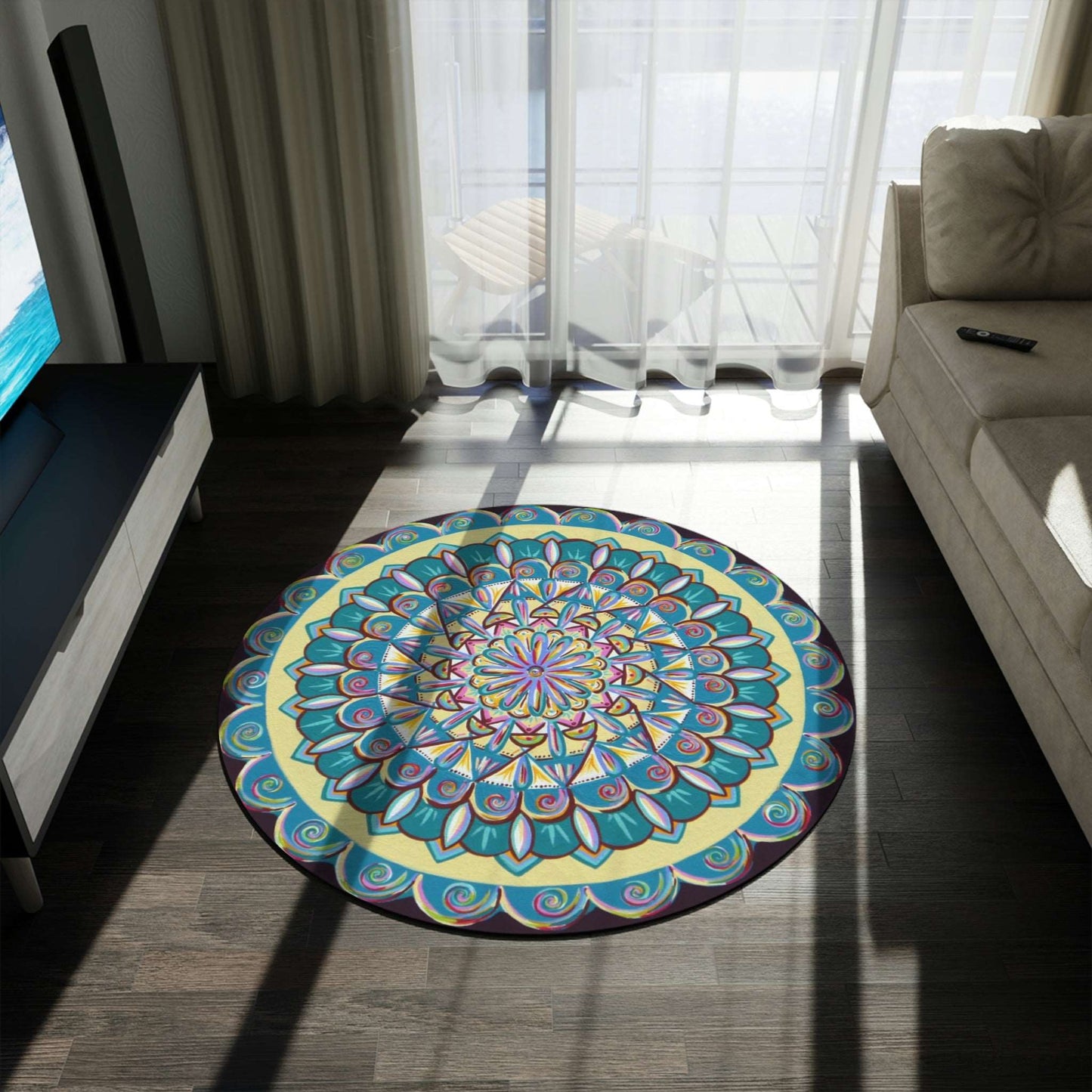 "Almandalayana" Mandala Rug - Blue Flame Array Home Decor