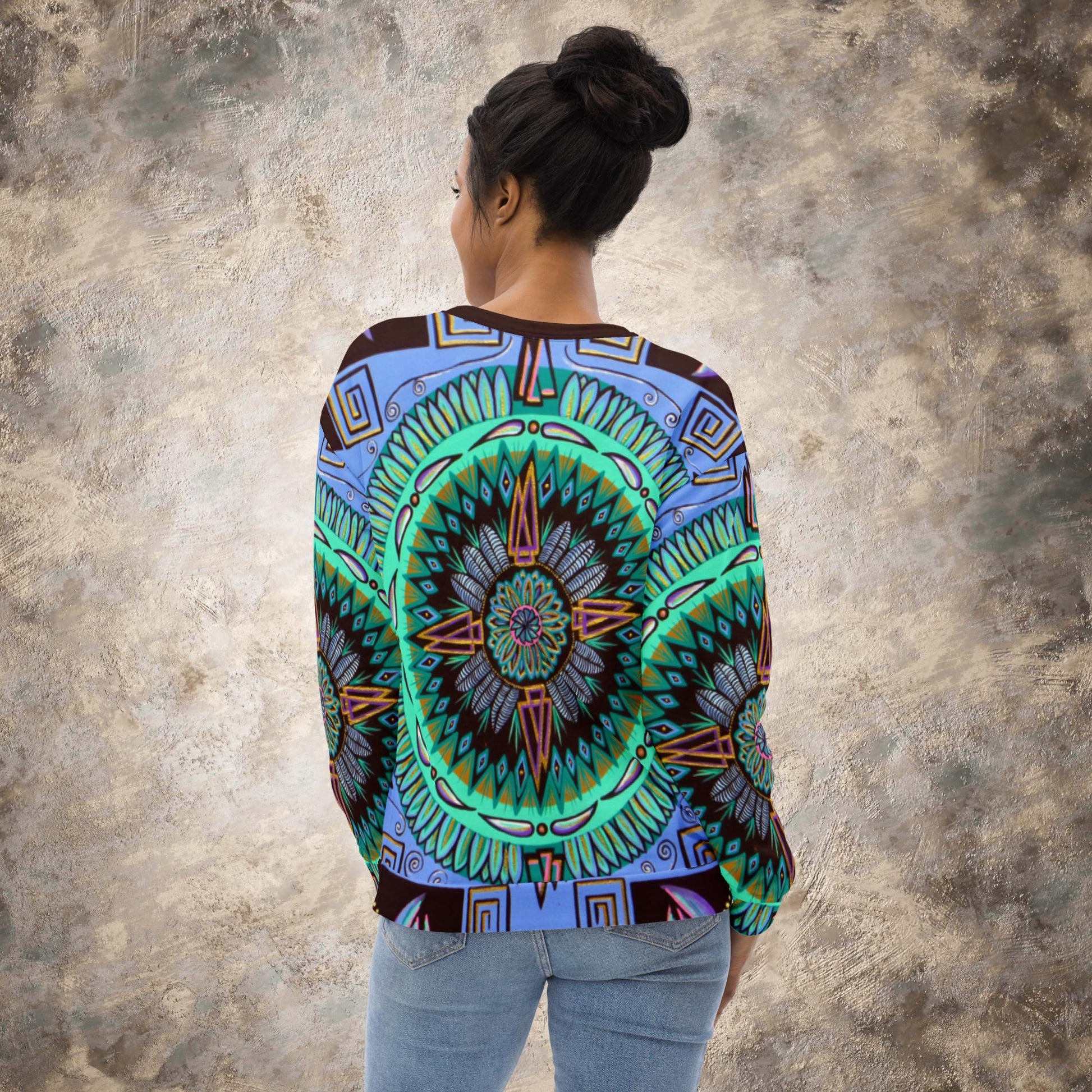 "Plumachakana" Ladies Sweatshirt - Blue Flame Array