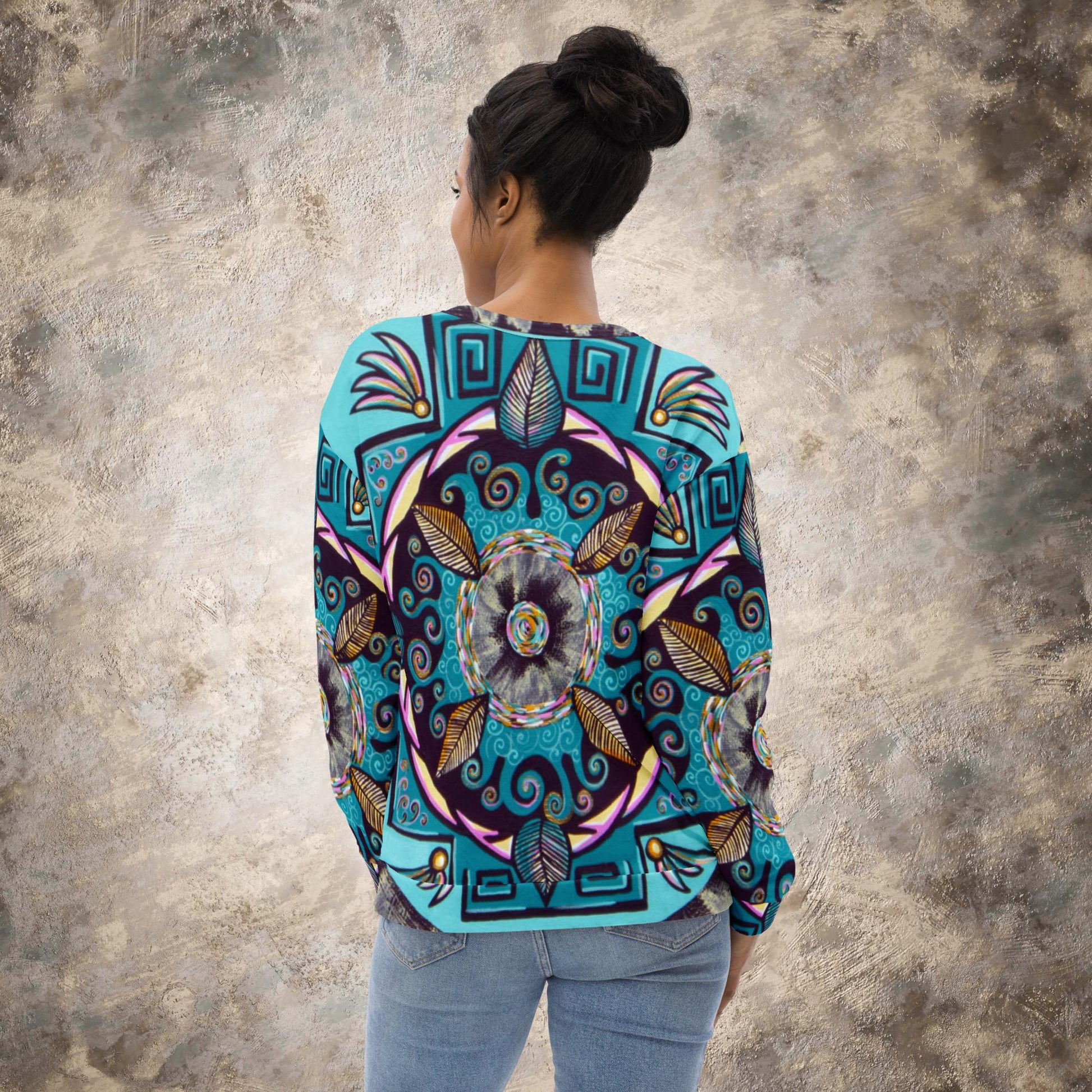 "Hojachakana" Ladies Sweatshirt - Blue Flame Array