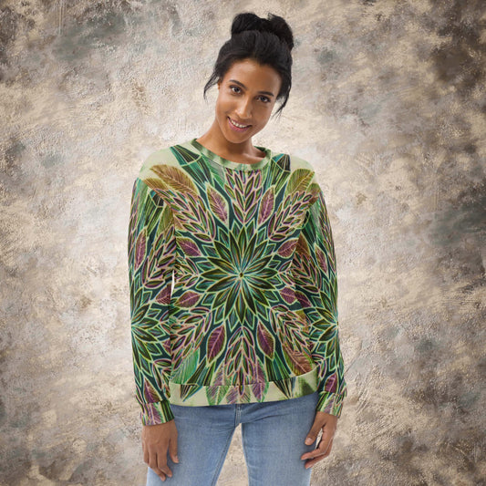 "Krystalhoja Verde" Ladies Sweatshirt - Blue Flame Array XS