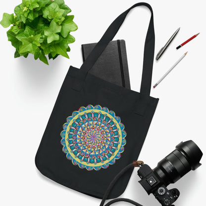 "Almandalayana" Organic Canvas Tote Bag - Blue Flame Array Bags