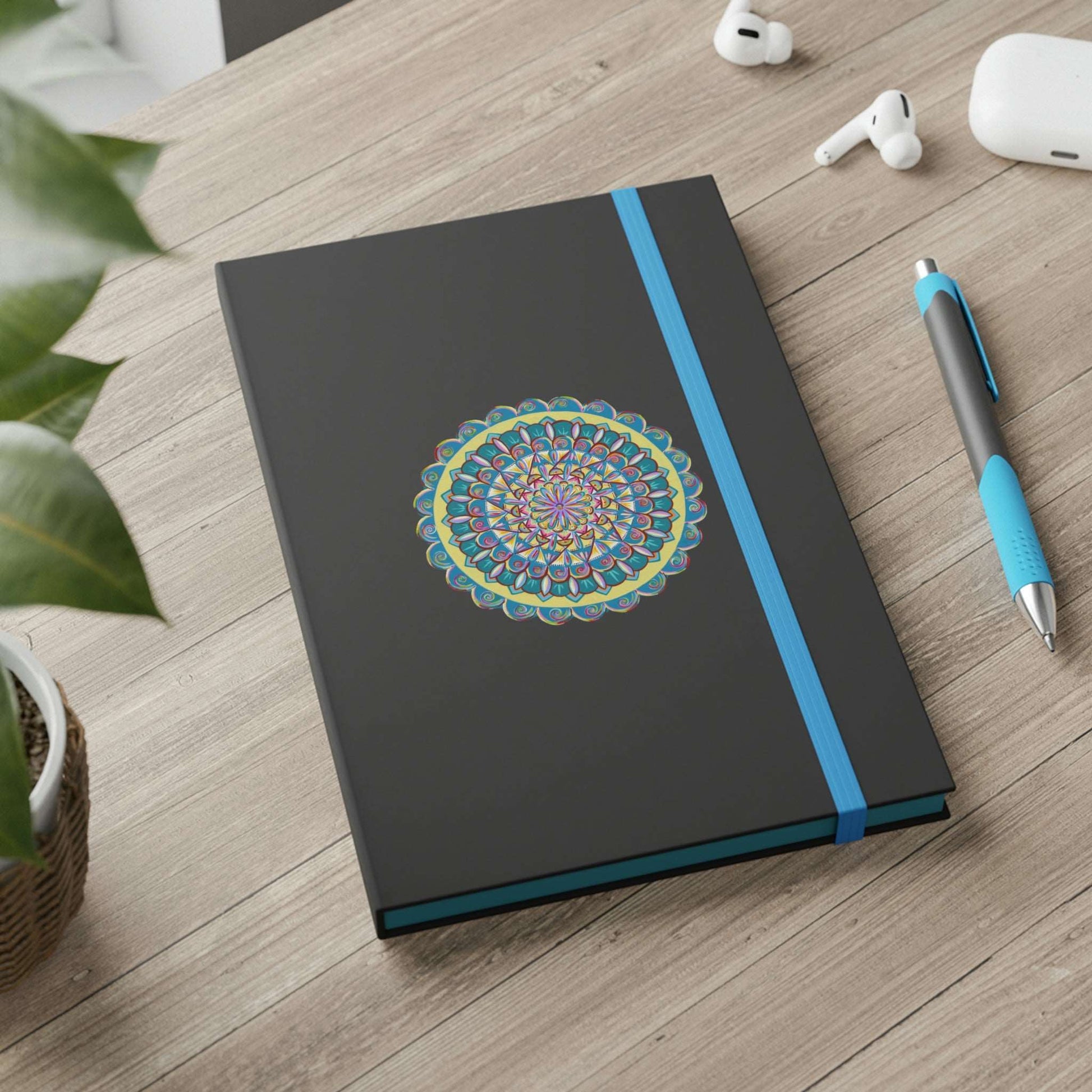 "Almandalayana" Hardcover Journal - Blue Flame Array 5.5" x 8.25" / Blue / Ruled line Paper products