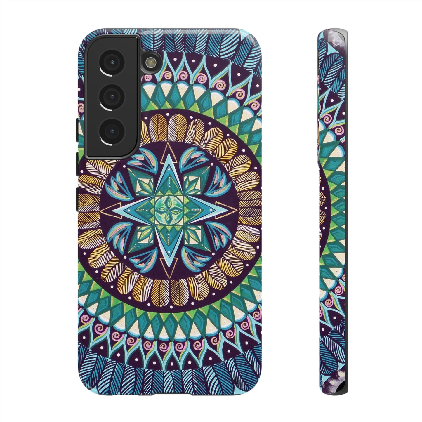 "AquilazurA Kryst'dala" Art Phone Armor - Blue Flame Array Samsung Galaxy S22 / Glossy Phone Case