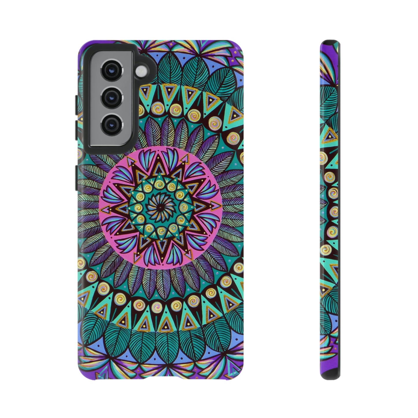 "Mandaladiosa" Art Phone Armor - Blue Flame Array Samsung Galaxy S21 / Glossy Phone Case