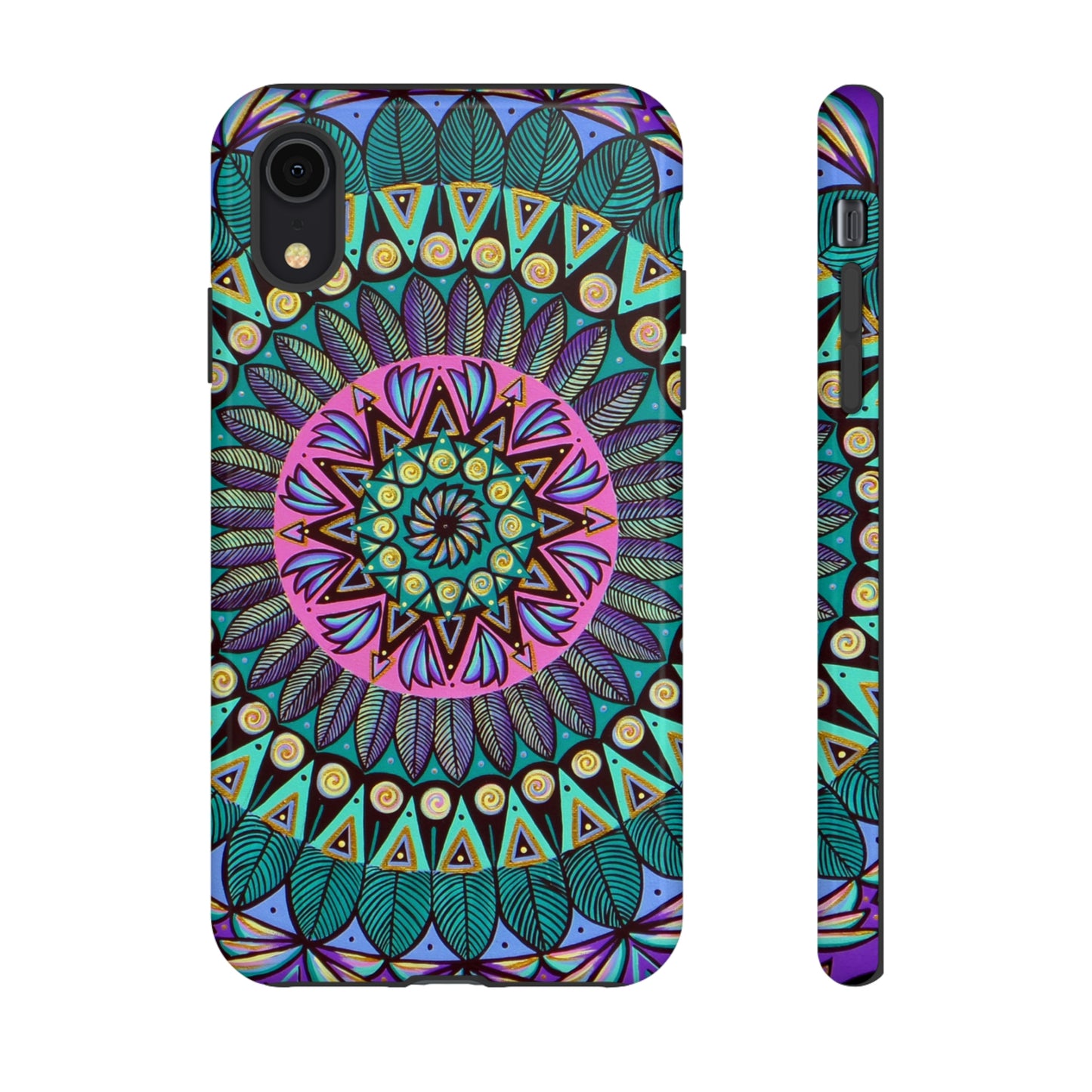 "Mandaladiosa" Art Phone Armor - Blue Flame Array iPhone XR / Glossy Phone Case