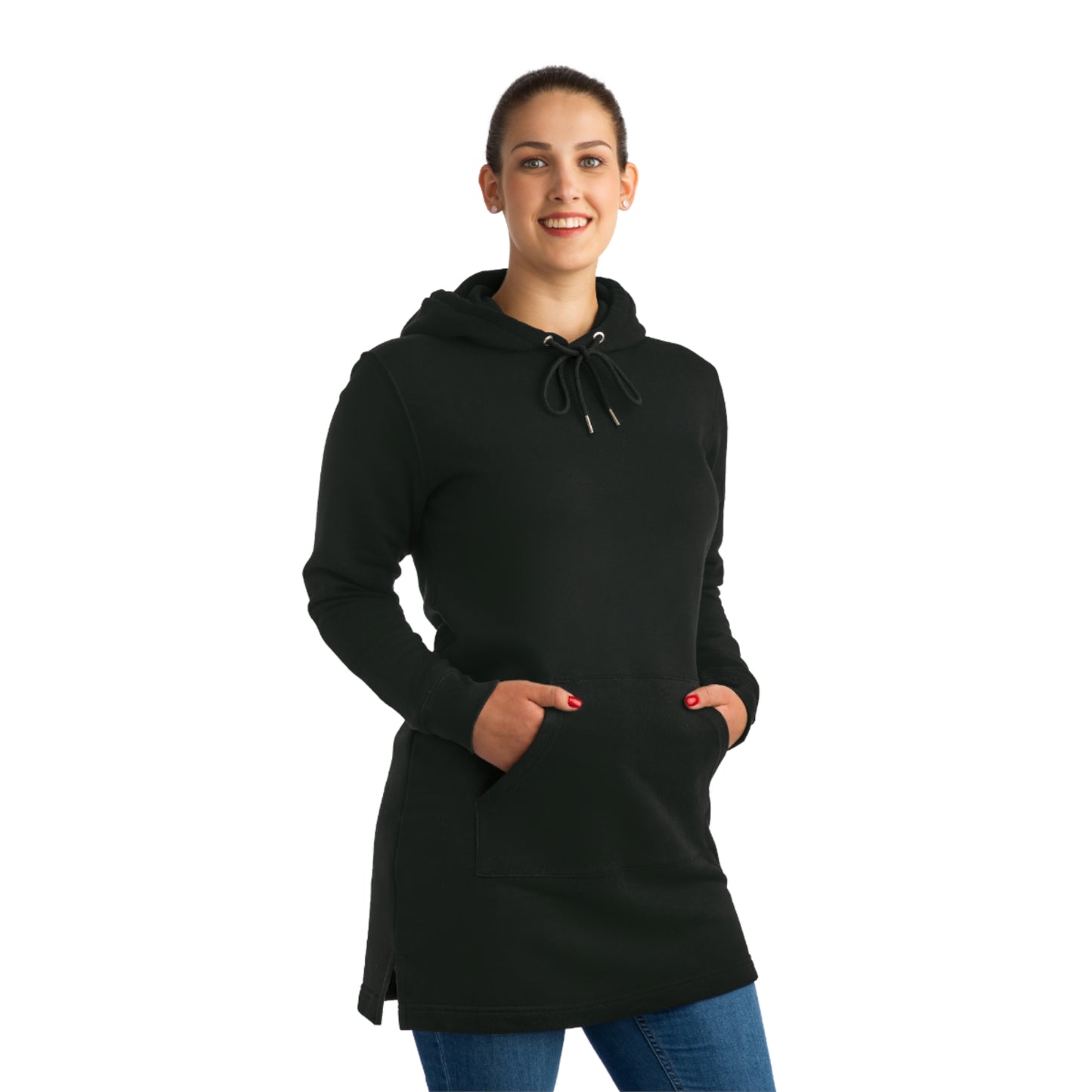 "Hojachakana" Ladies Organic Hoodie Dress - Blue Flame Array Hoodie