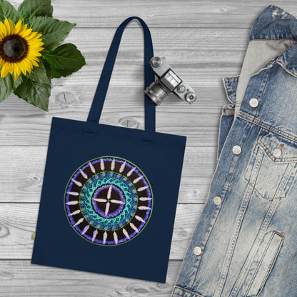 "Cuatro Vientos" Organic Cotton Tote Bag - Blue Flame Array French Navy / 15" x 16.5" Bags