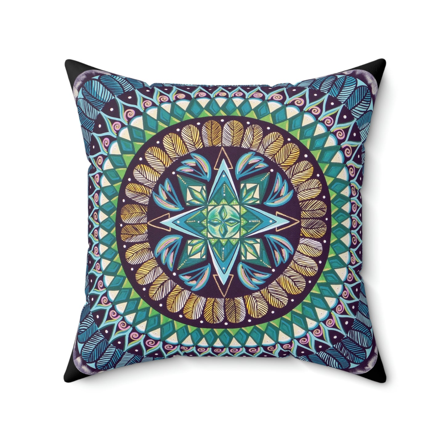 "AquilazurA Kryst'dala" Dreamcatcher Pillow - Blue Flame Array 20" × 20" Home Decor