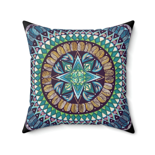 "AquilazurA Kryst'dala" Dreamcatcher Pillow - Blue Flame Array 20" × 20" Home Decor