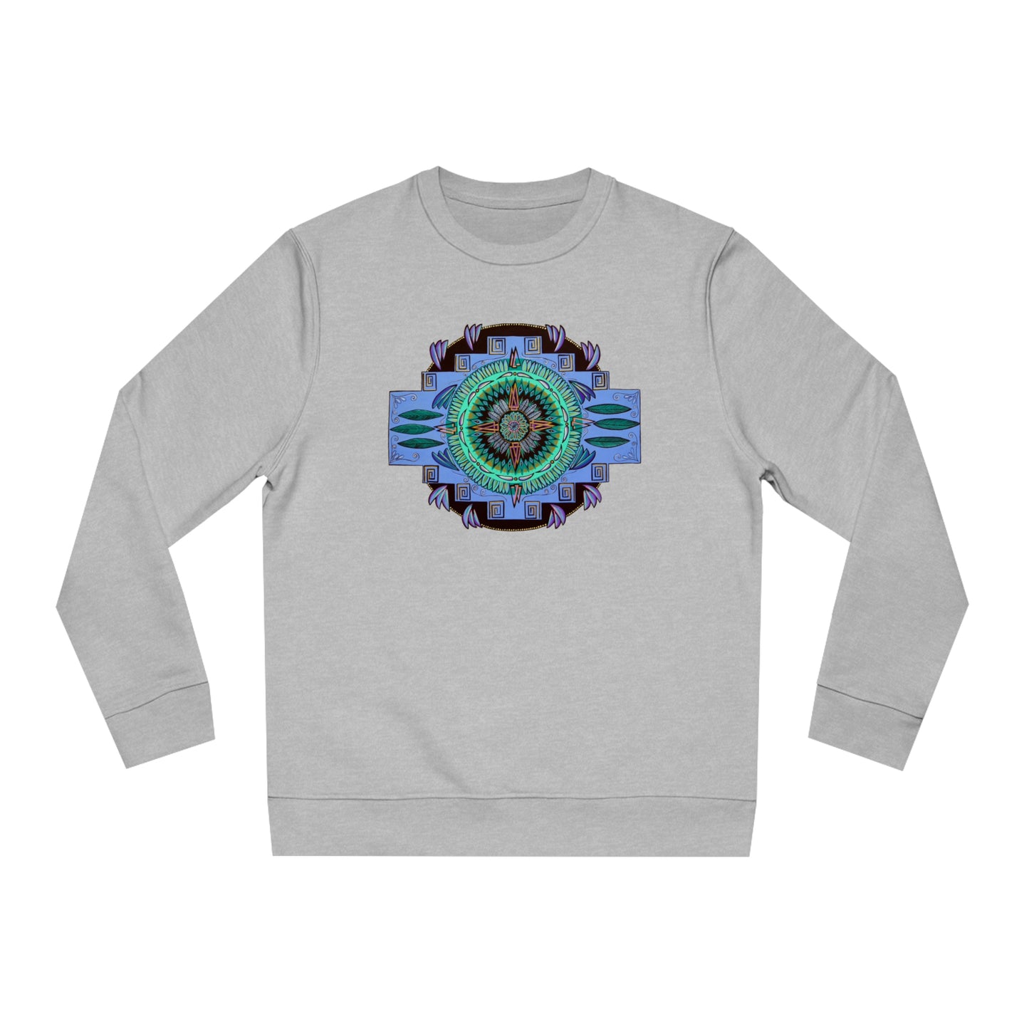 "Plumachakana" Lords & Ladies Organic Sweatshirt - Blue Flame Array Heather Grey / 2XS Sweatshirt