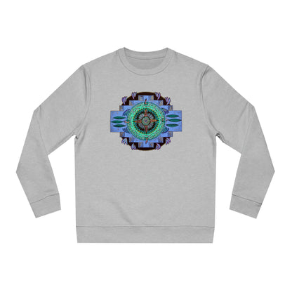 "Plumachakana" Lords & Ladies Organic Sweatshirt - Blue Flame Array Heather Grey / 2XS Sweatshirt