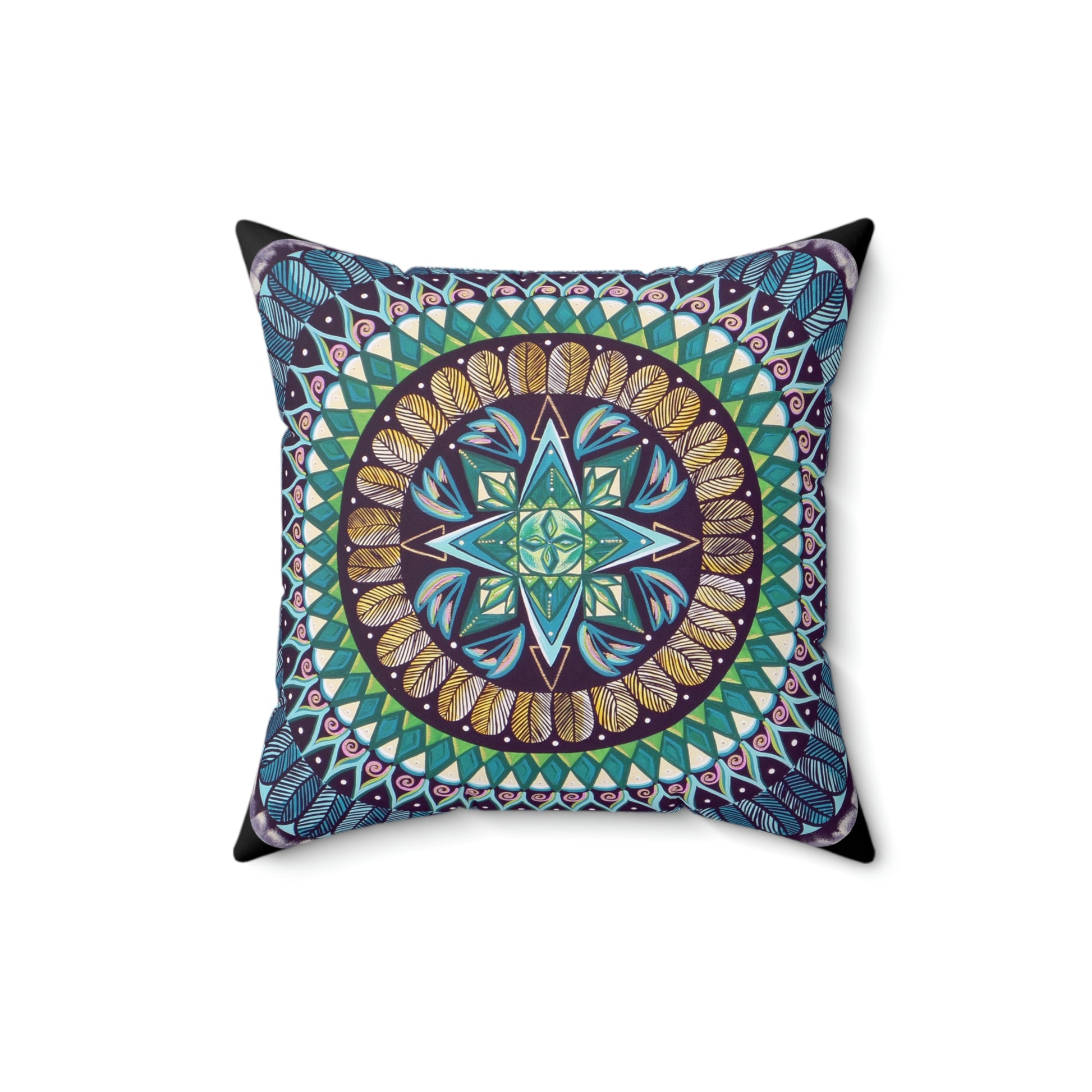 "AquilazurA Kryst'dala" Dreamcatcher Pillow - Blue Flame Array 16" × 16" Home Decor