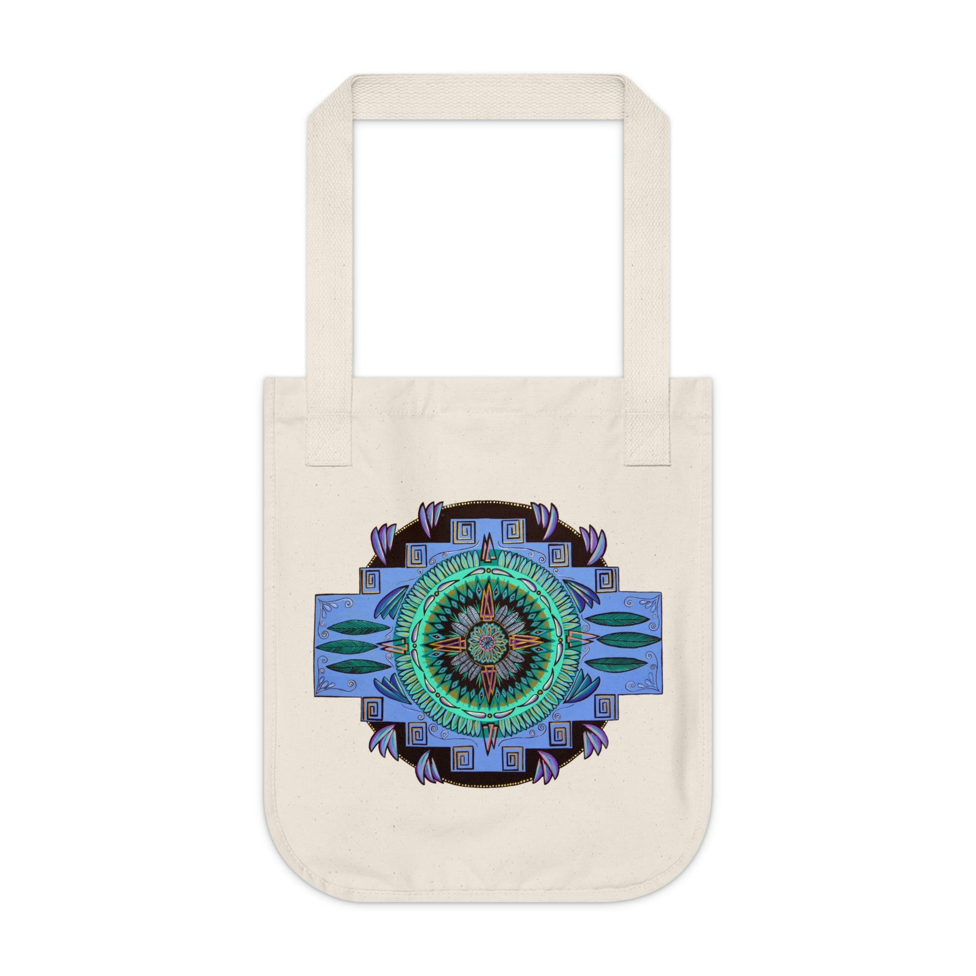 "Plumachakana" Organic Canvas Tote Bag - Blue Flame Array Bags