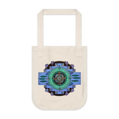 "Plumachakana" Organic Canvas Tote Bag - Blue Flame Array Bags