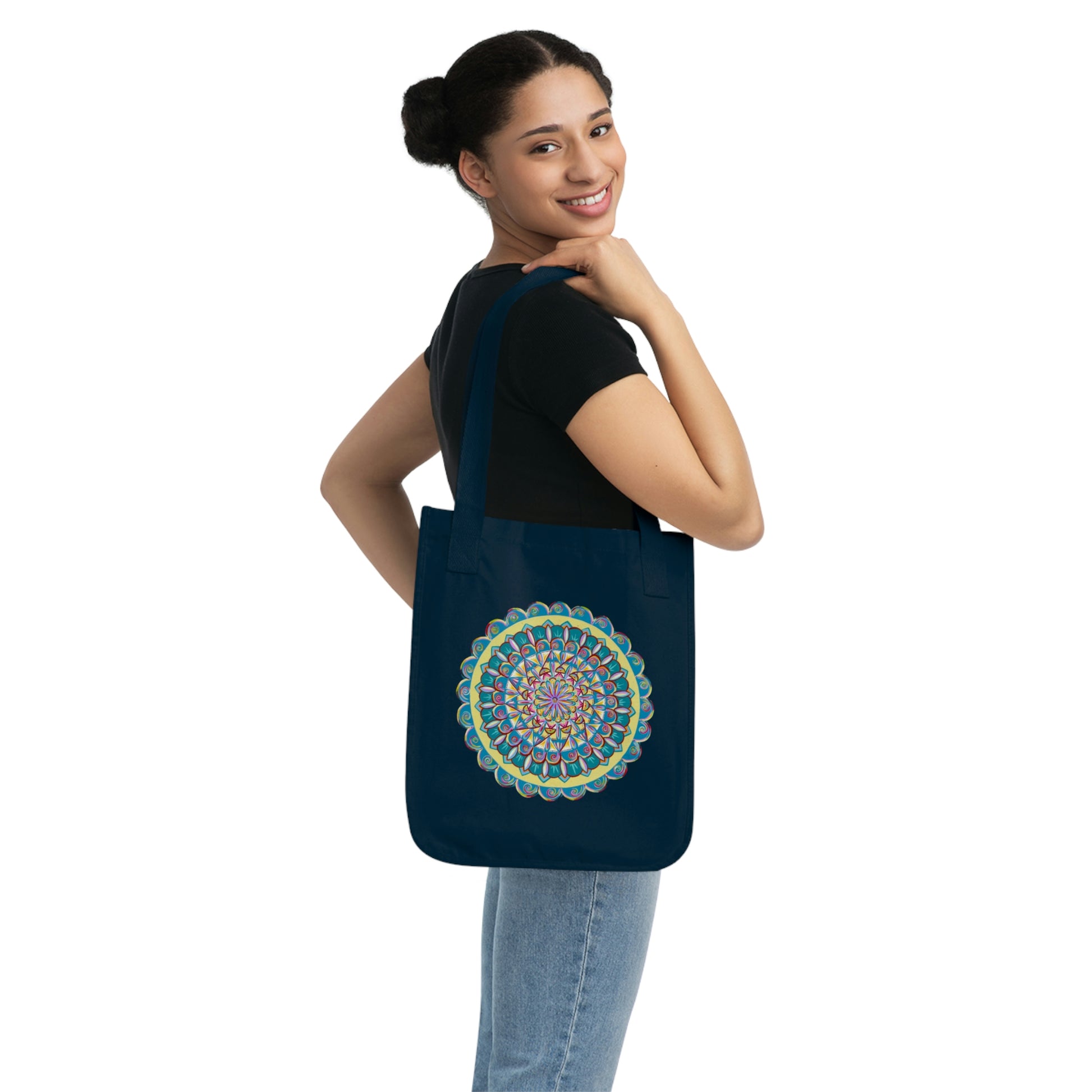 "Almandalayana" Organic Canvas Tote Bag - Blue Flame Array Bags