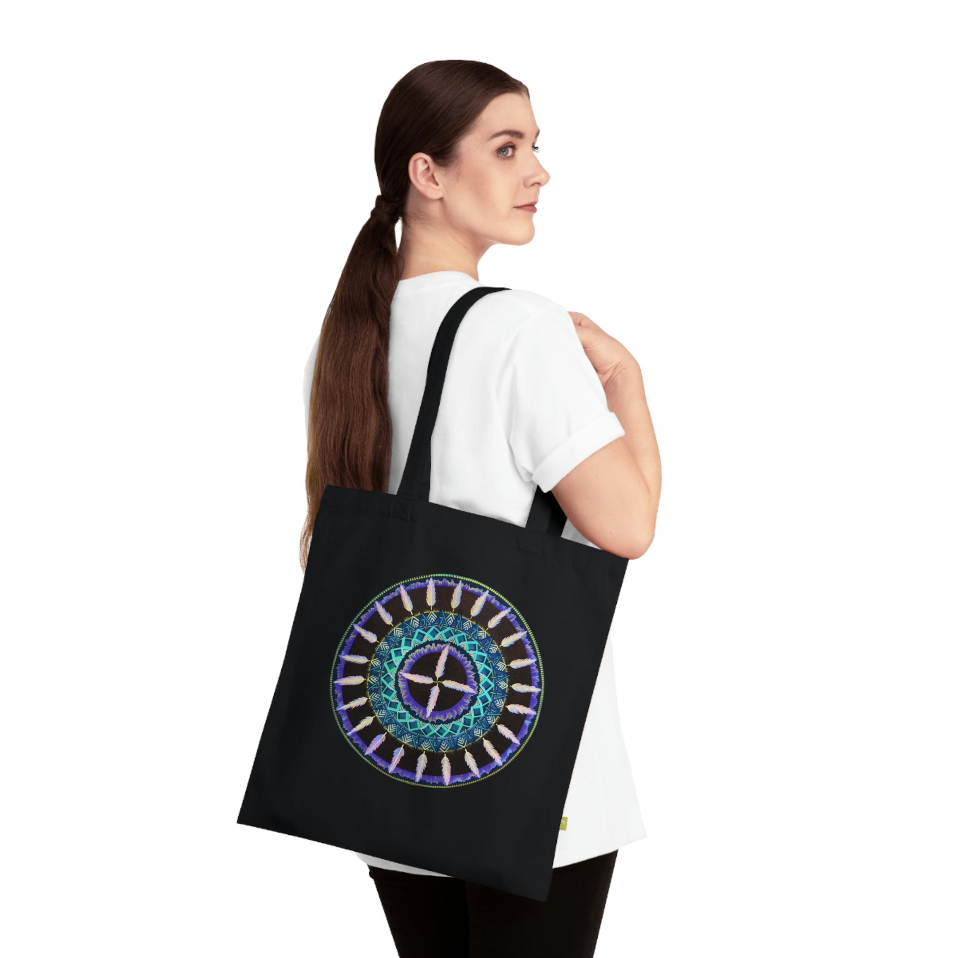 "Cuatro Vientos" Organic Cotton Tote Bag - Blue Flame Array Bags