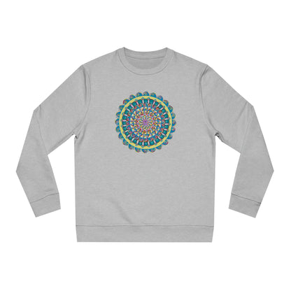 "Almandalayana" Lords & Ladies Organic Sweatshirt - Blue Flame Array Heather Grey / 2XS Sweatshirt