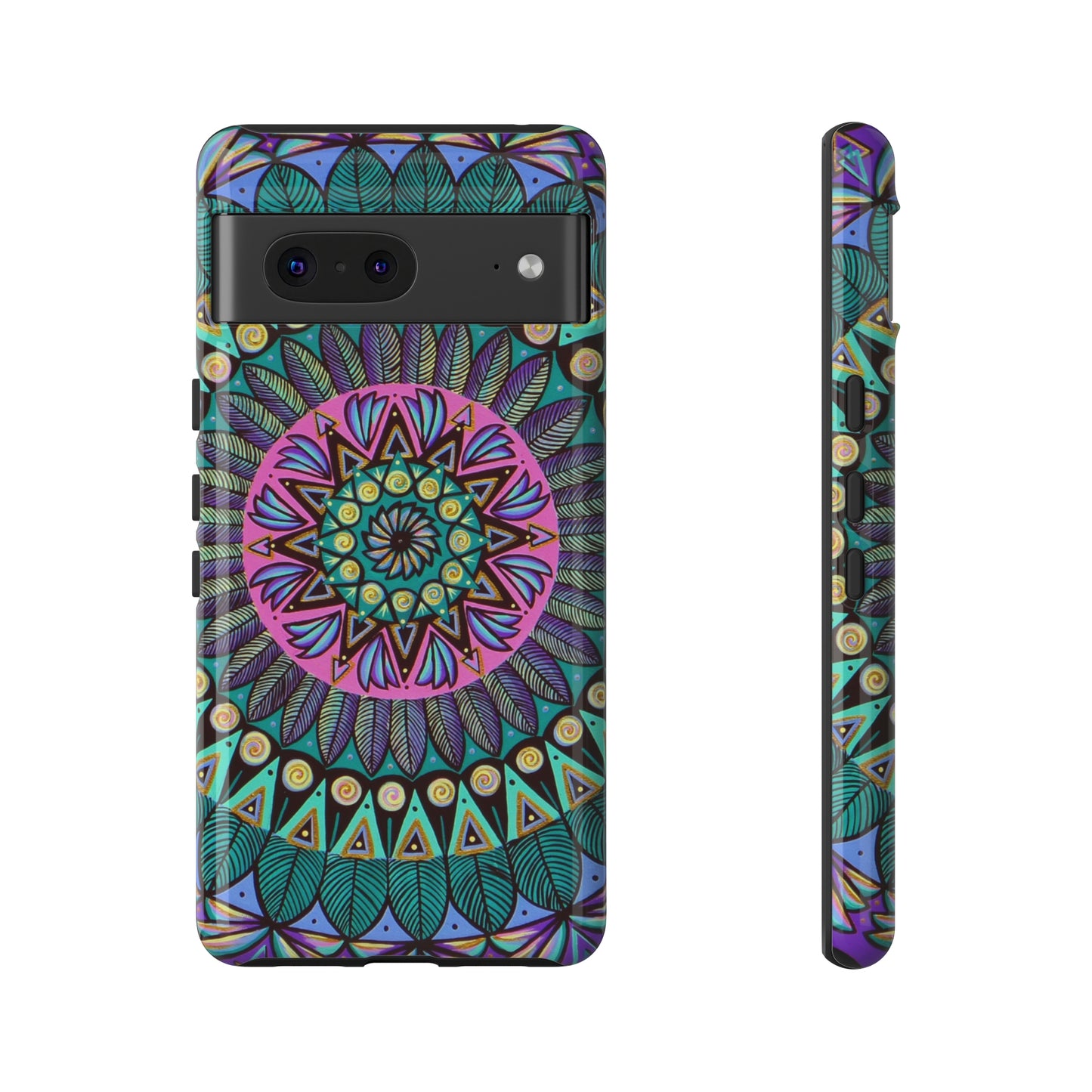 "Mandaladiosa" Art Phone Armor - Blue Flame Array Google Pixel 7 / Glossy Phone Case