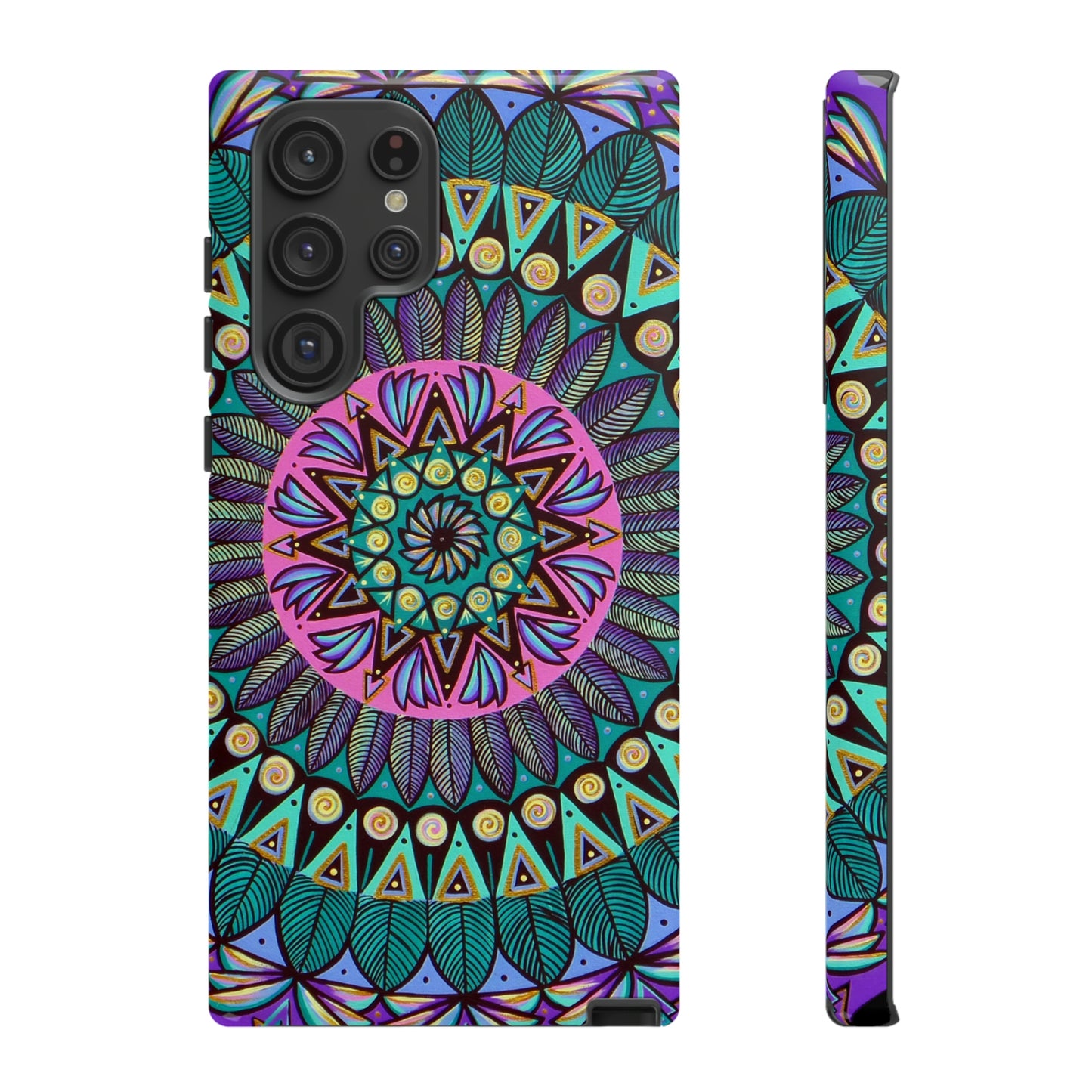 "Mandaladiosa" Art Phone Armor - Blue Flame Array Samsung Galaxy S22 Ultra / Glossy Phone Case