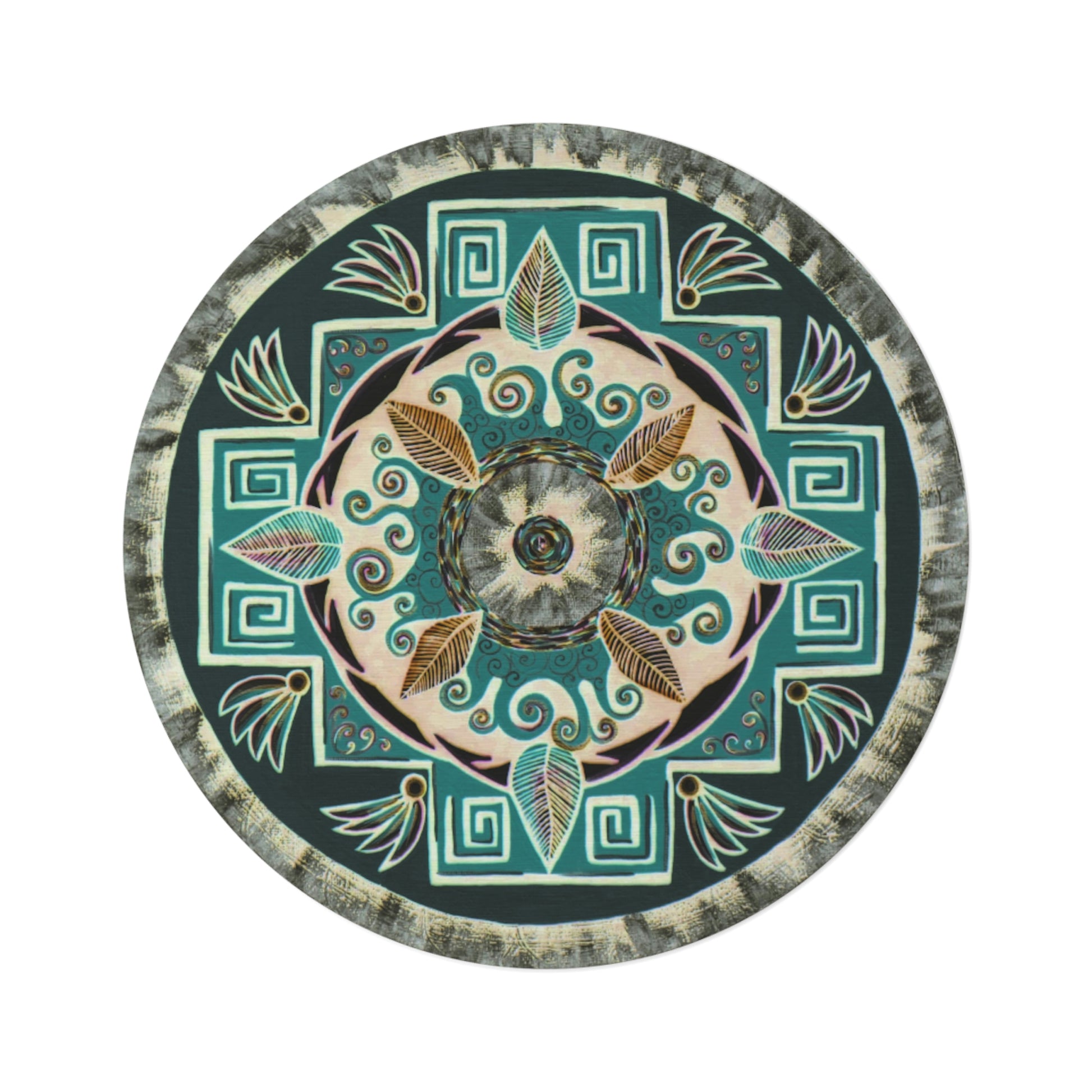 "Hojachakanazura" Mandala Rug - Blue Flame Array Home Decor