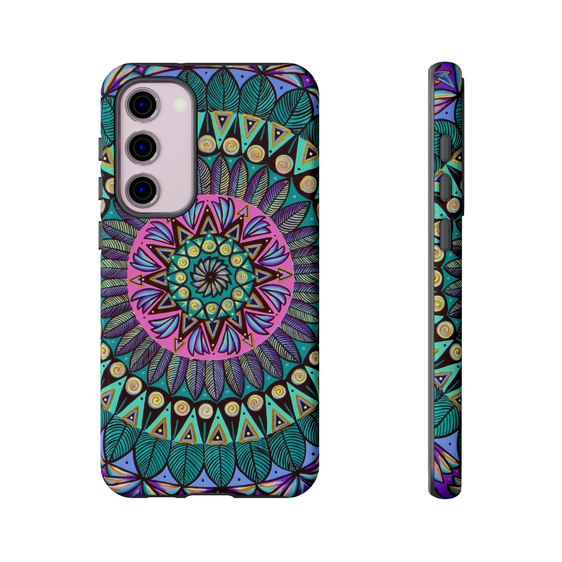 "Mandaladiosa" Art Phone Armor - Blue Flame Array Samsung Galaxy S23 Plus / Glossy Phone Case