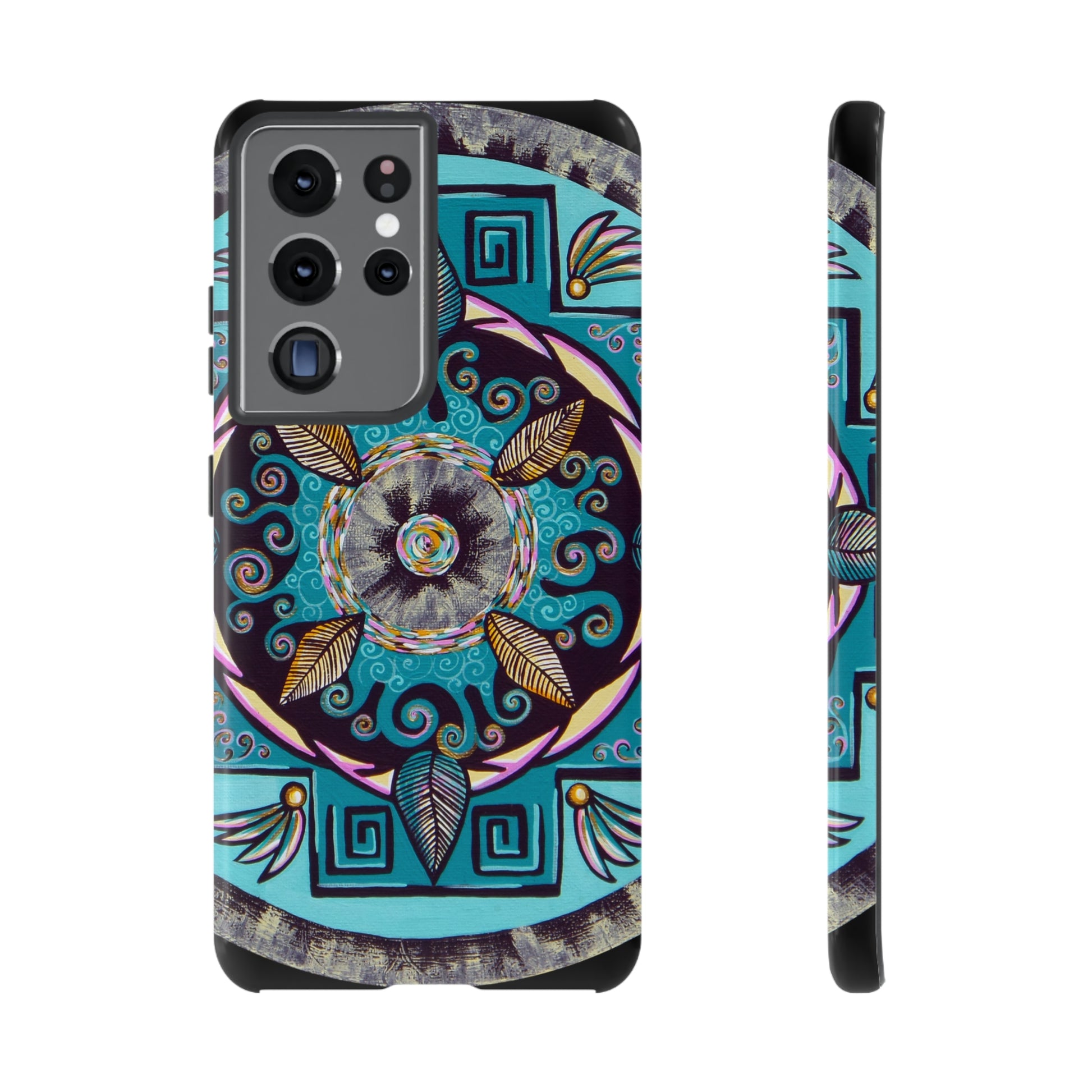 "Hojachakana" Art Phone Armor - Blue Flame Array Samsung Galaxy S21 Ultra / Glossy Phone Case