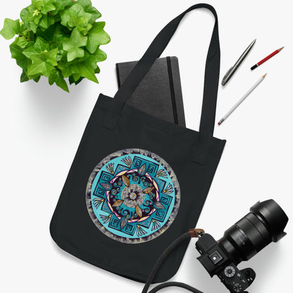 "Hojachakana" Organic Canvas Tote Bag - Blue Flame Array Bags