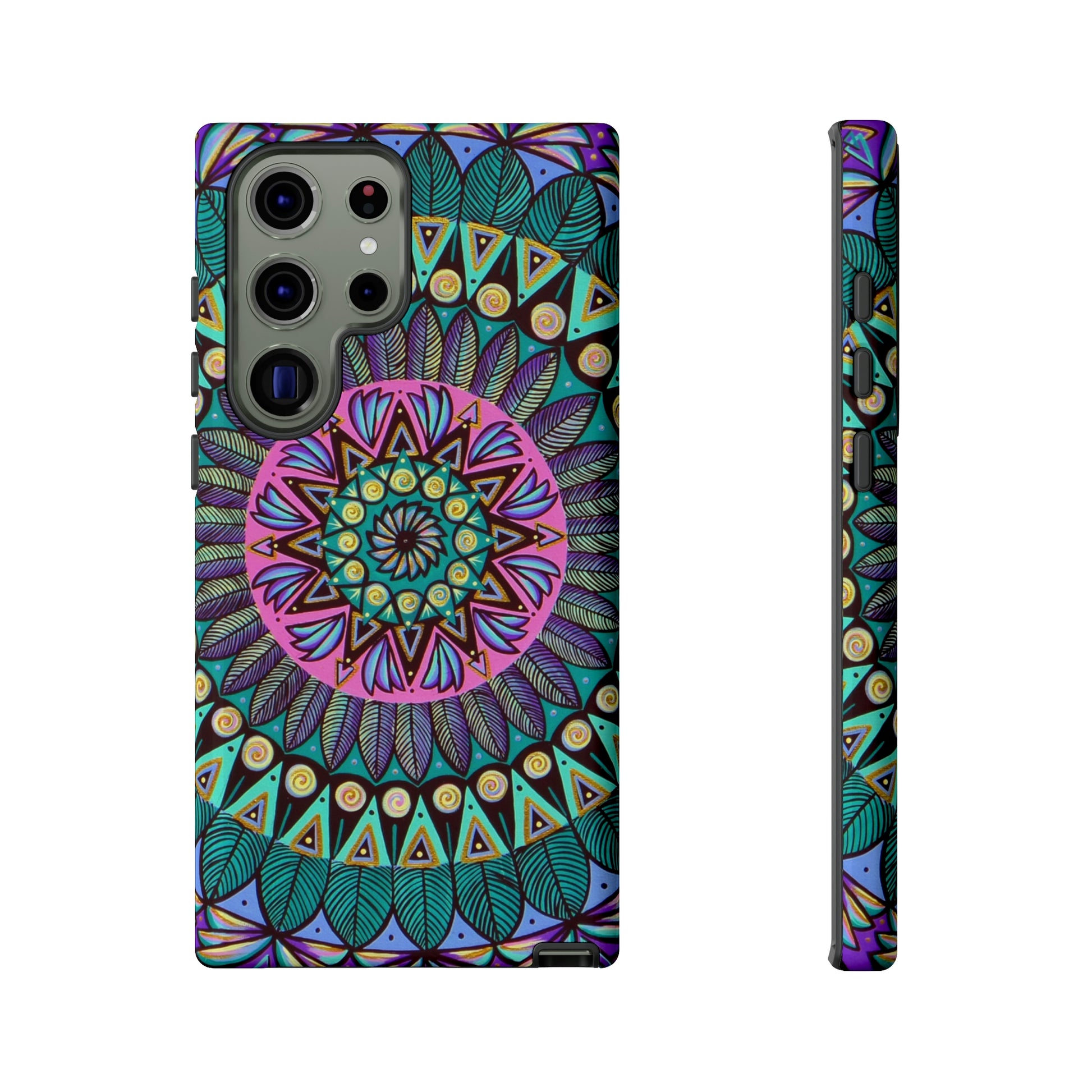 "Mandaladiosa" Art Phone Armor - Blue Flame Array Samsung Galaxy S23 Ultra / Glossy Phone Case