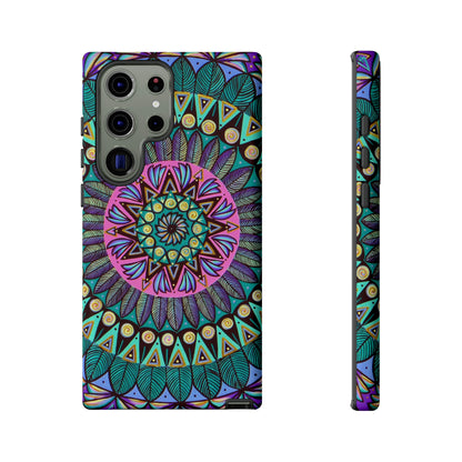 "Mandaladiosa" Art Phone Armor - Blue Flame Array Samsung Galaxy S23 Ultra / Glossy Phone Case