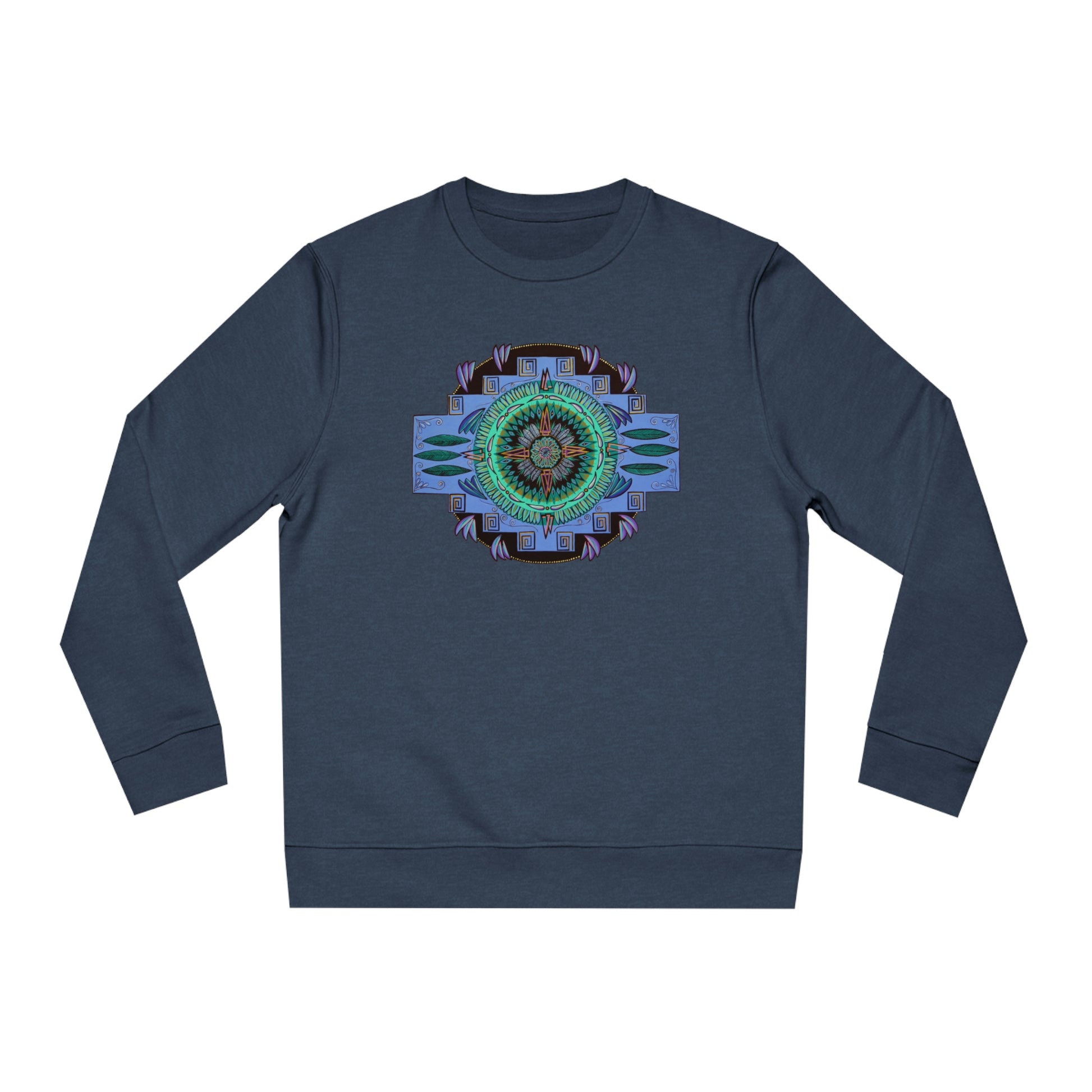 "Plumachakana" Lords & Ladies Organic Sweatshirt - Blue Flame Array Dark Heather Blue / XS Sweatshirt