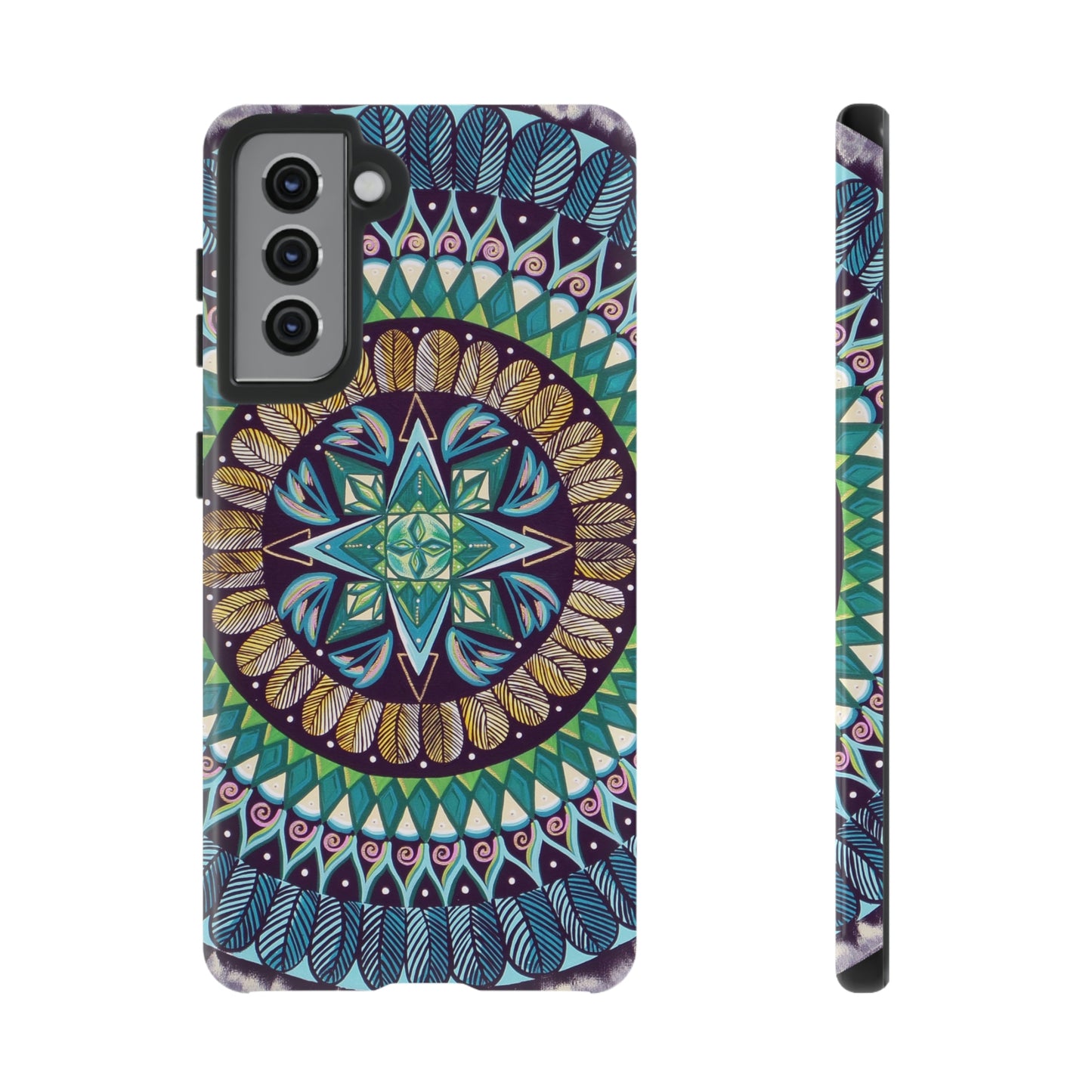 "AquilazurA Kryst'dala" Art Phone Armor - Blue Flame Array Samsung Galaxy S21 / Glossy Phone Case