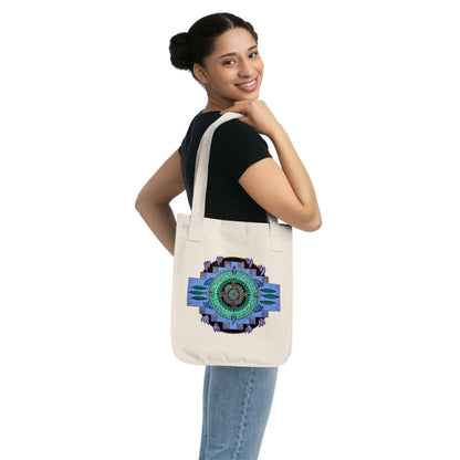 "Plumachakana" Organic Canvas Tote Bag - Blue Flame Array Bags