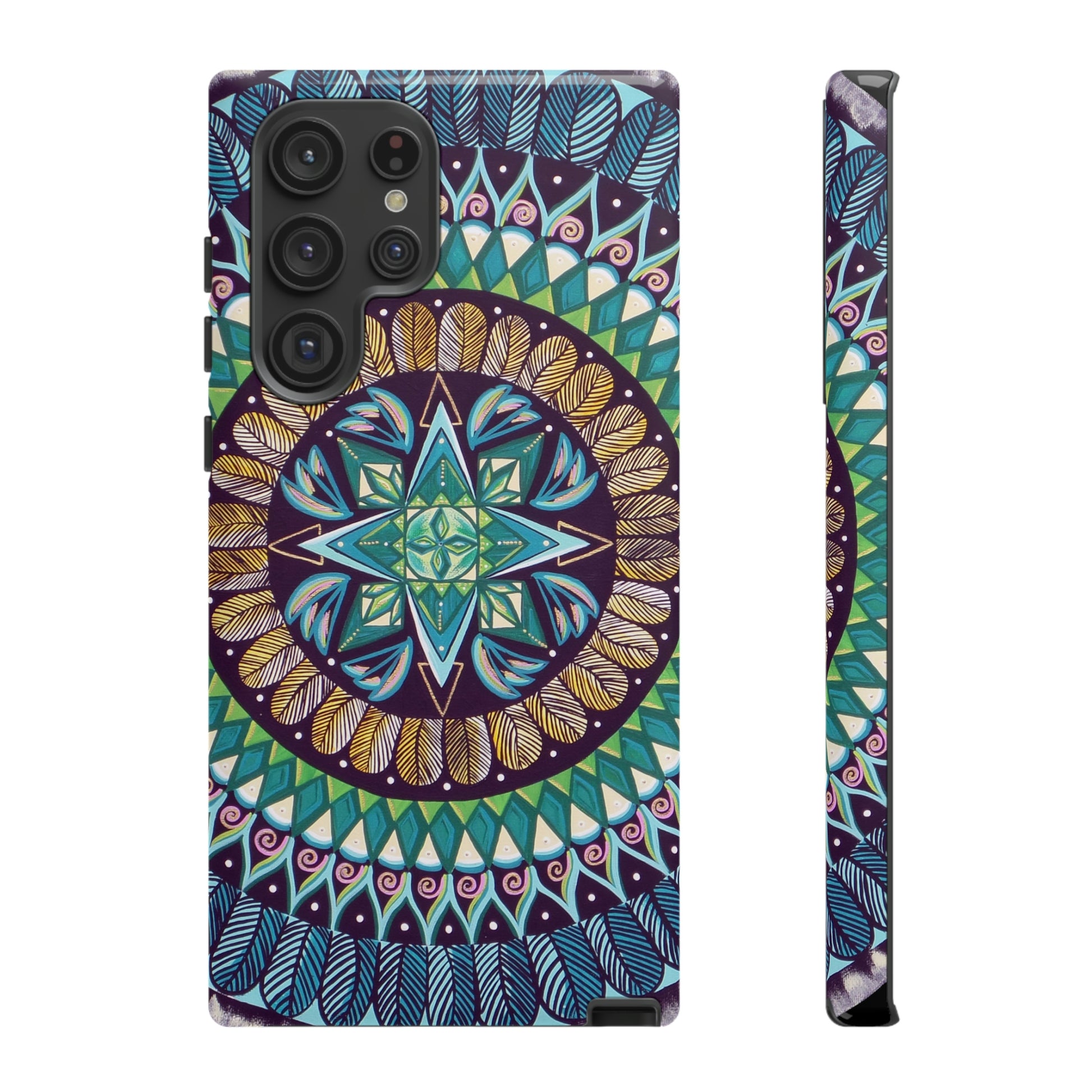 "AquilazurA Kryst'dala" Art Phone Armor - Blue Flame Array Samsung Galaxy S22 Ultra / Glossy Phone Case