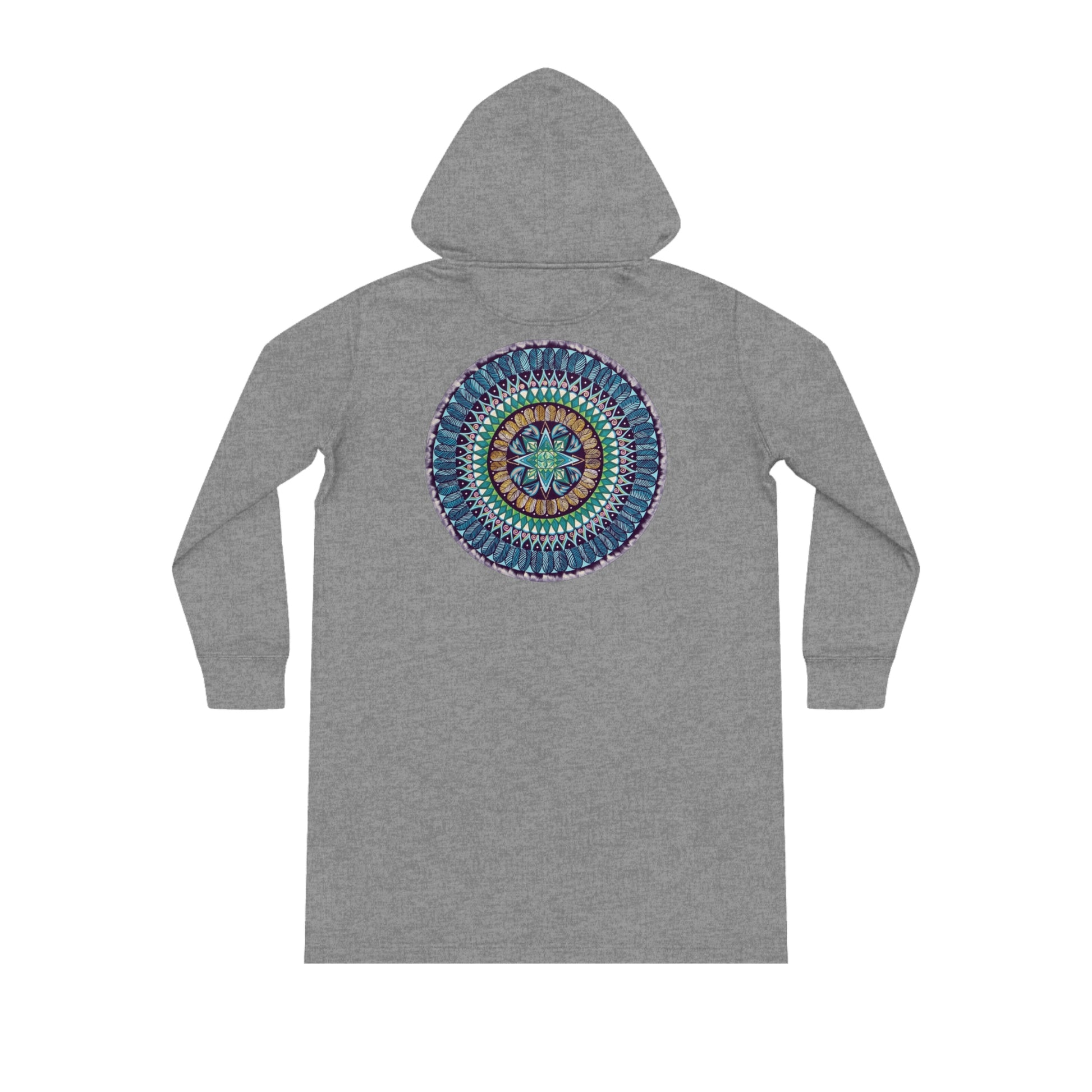 "AquilazurA Kryst'dala" Ladies Organic Hoodie Dress - Blue Flame Array Hoodie