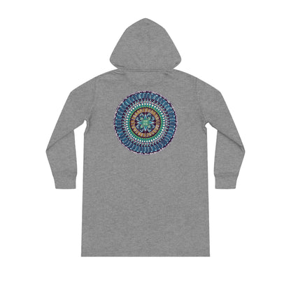 "AquilazurA Kryst'dala" Ladies Organic Hoodie Dress - Blue Flame Array Hoodie