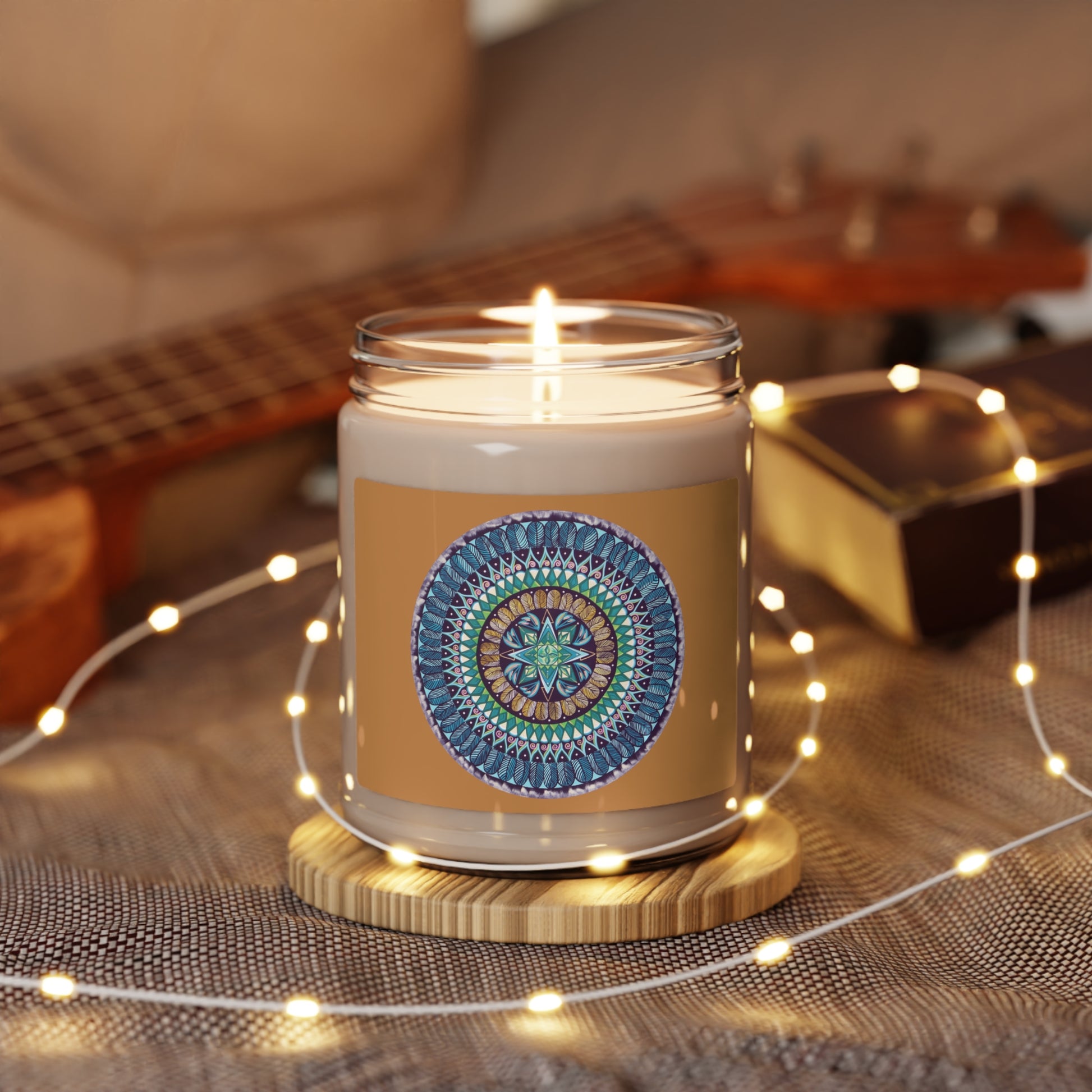 "AquilazurA Kryst'dala" Scented Soy Candle - Blue Flame Array Apple Harvest / 9oz Home Decor