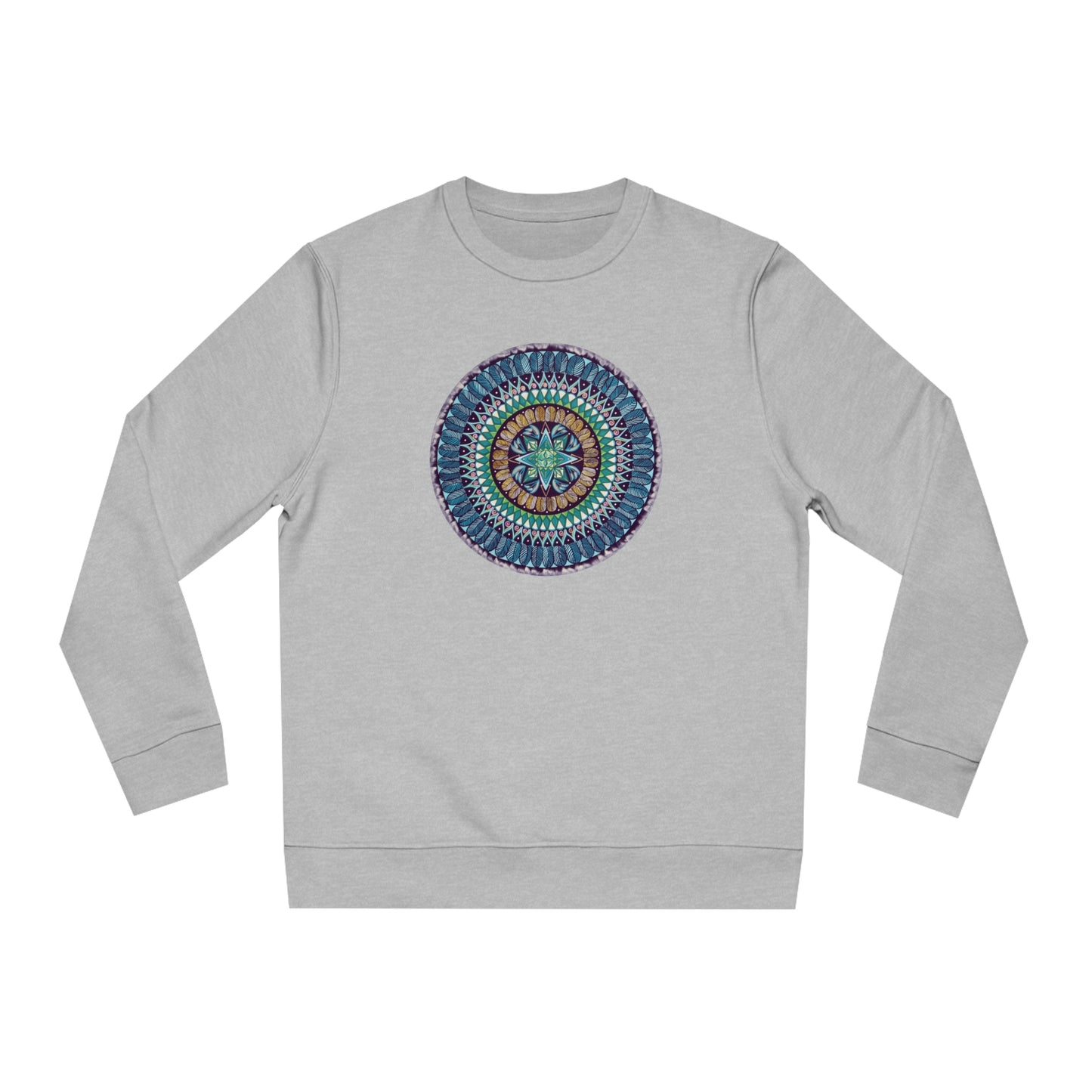 "AquilazurA Kryst'dala" Lords & Ladies Organic Sweatshirt - Blue Flame Array Heather Grey / 2XS Sweatshirt