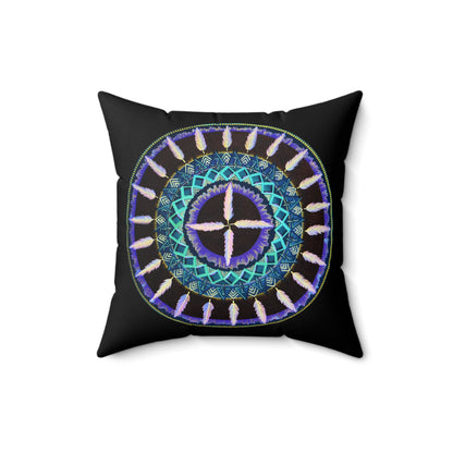 "Cuatro Vientos" Dreamcatcher Pillow - Blue Flame Array 16" × 16" Home Decor