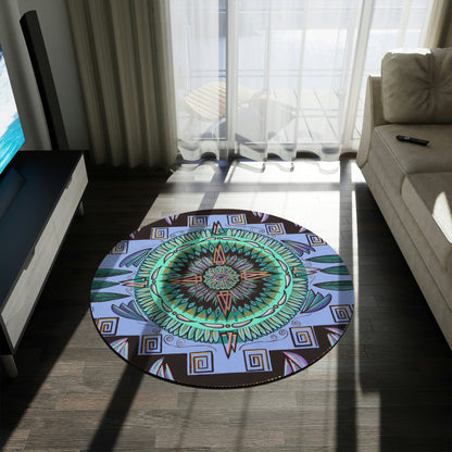 "Plumachakana" Mandala Rug - Blue Flame Array Home Decor