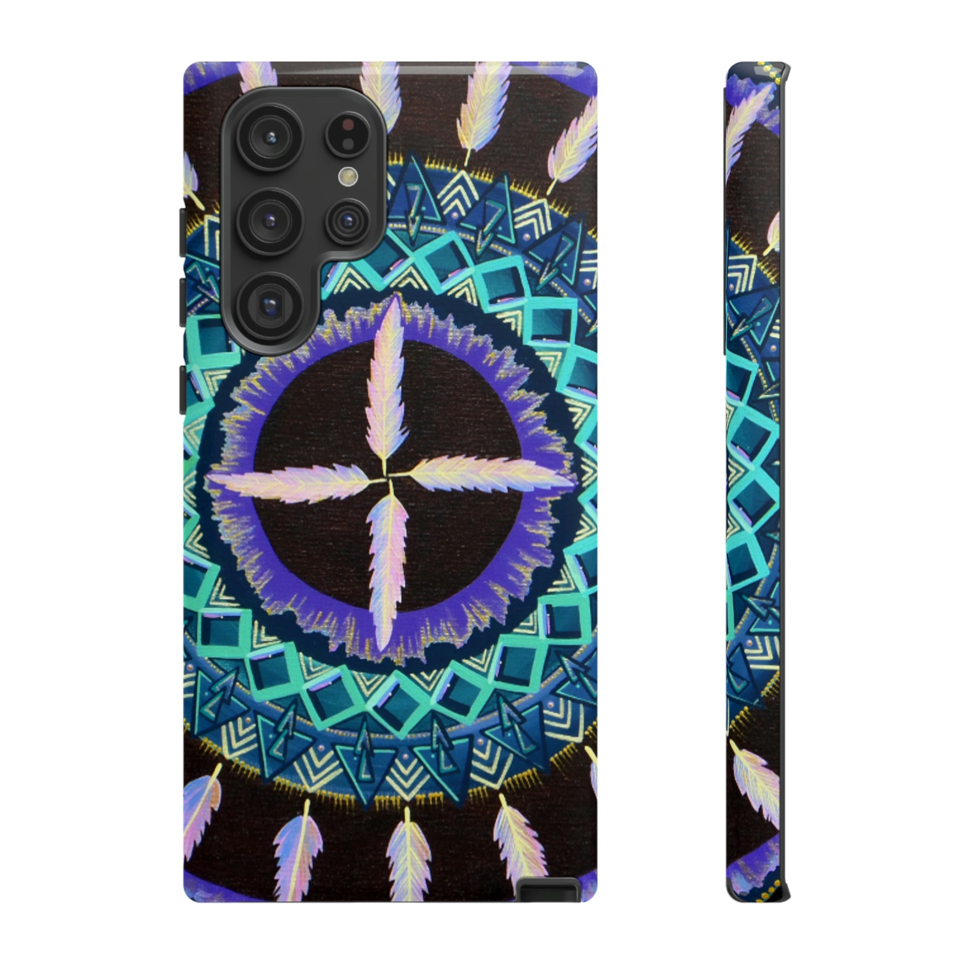 "Cuatro Vientos" Art Phone Armor - Blue Flame Array Samsung Galaxy S22 Ultra / Glossy Phone Case