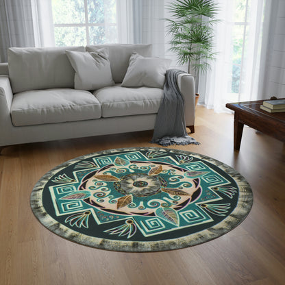 "Hojachakanazura" Mandala Rug - Blue Flame Array Home Decor