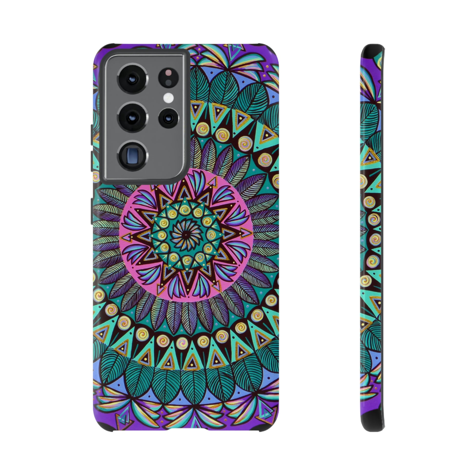 "Mandaladiosa" Art Phone Armor - Blue Flame Array Samsung Galaxy S21 Ultra / Glossy Phone Case