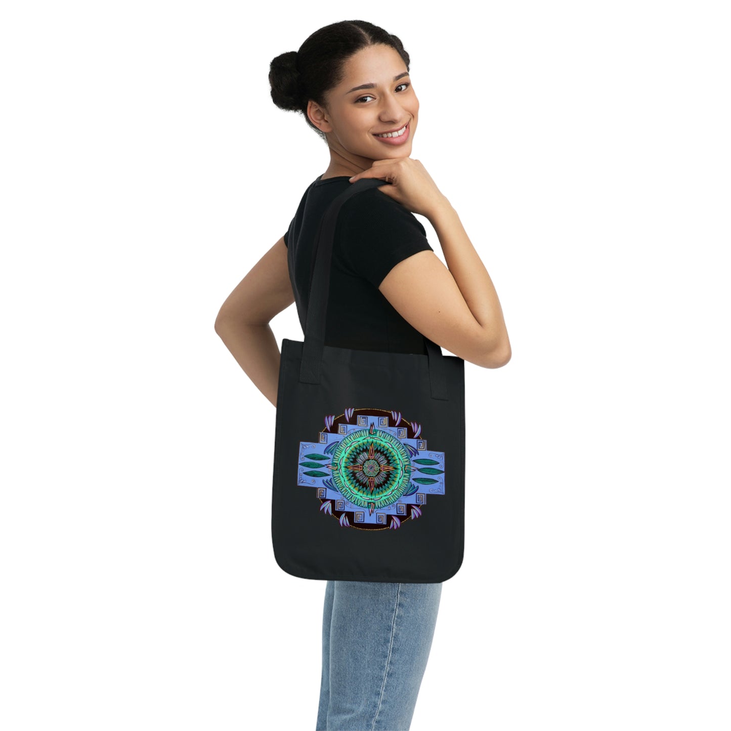 "Plumachakana" Organic Canvas Tote Bag - Blue Flame Array Bags