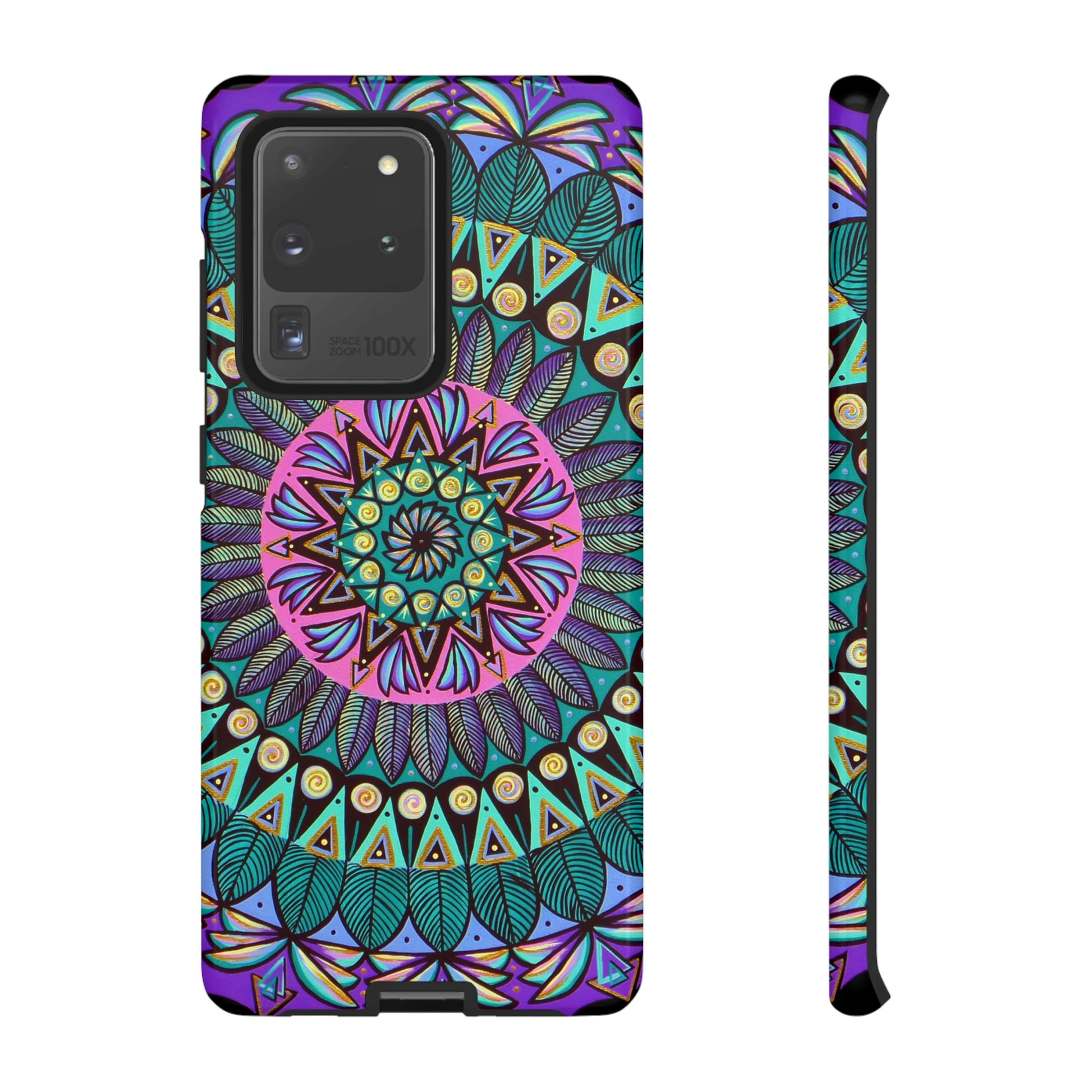 "Mandaladiosa" Art Phone Armor - Blue Flame Array Samsung Galaxy S20 Ultra / Glossy Phone Case