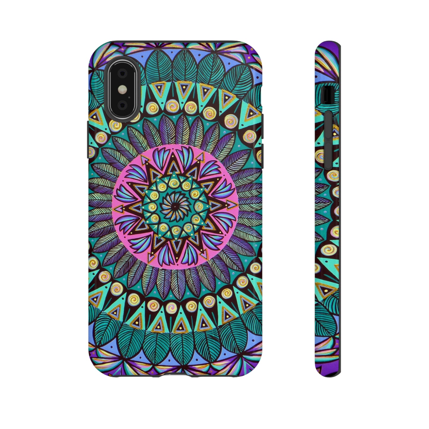 "Mandaladiosa" Art Phone Armor - Blue Flame Array iPhone XS / Glossy Phone Case