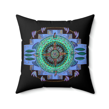 "Plumachakana" Dreamcatcher Pillow - Blue Flame Array 20" × 20" Home Decor