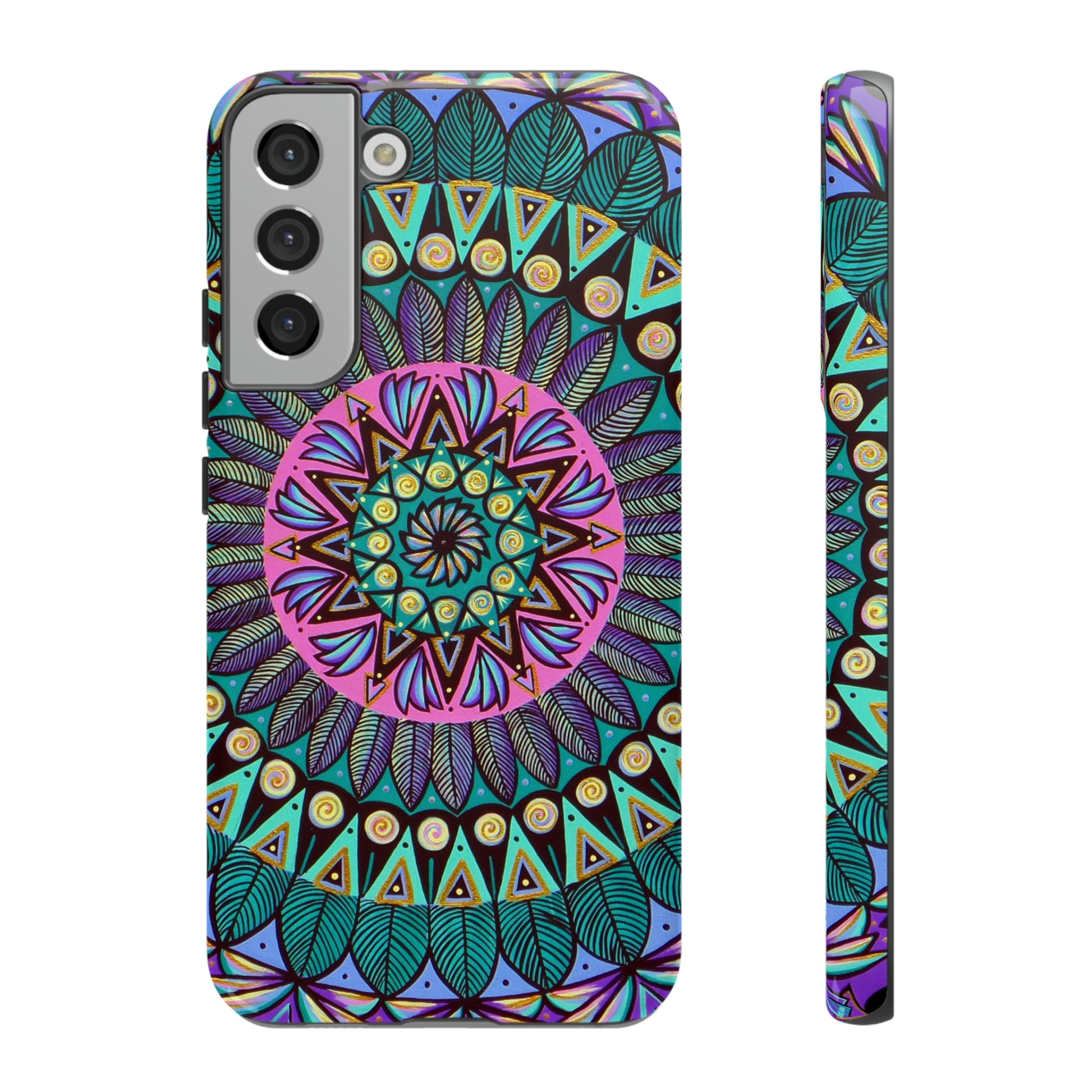 "Mandaladiosa" Art Phone Armor - Blue Flame Array Samsung Galaxy S22 Plus / Glossy Phone Case